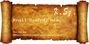 Knall Szofrónia névjegykártya